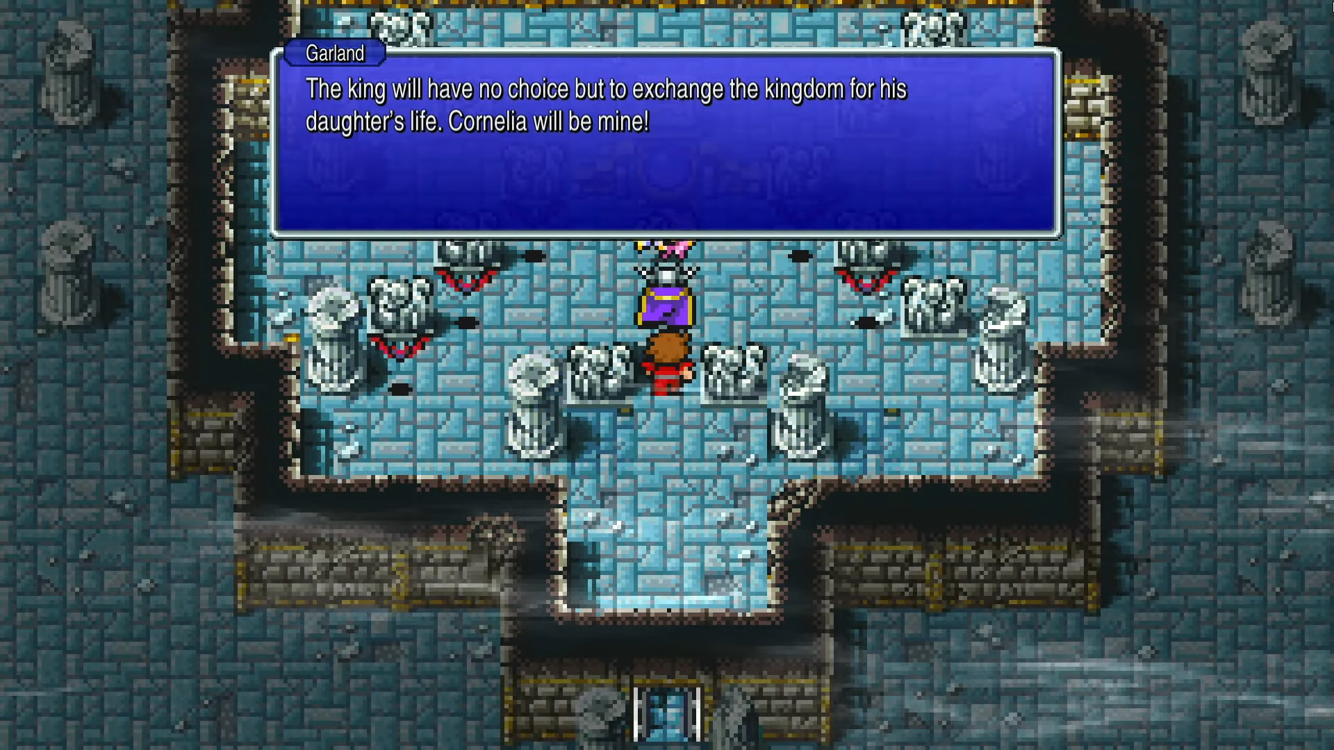 Garland at the altar in Final Fantasy I Chapter 1