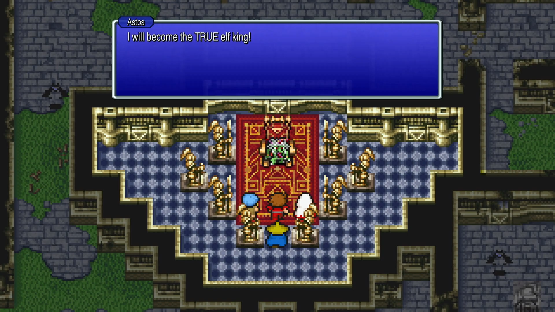 The king reveals himself to be Astos, the Dark Elf