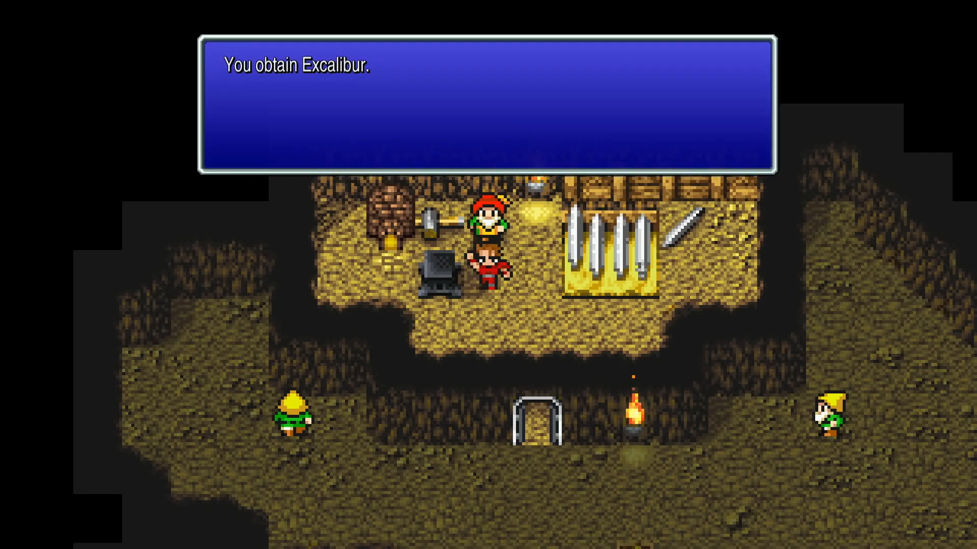 The dwarf blacksmith forging Excalibur from Adamantite